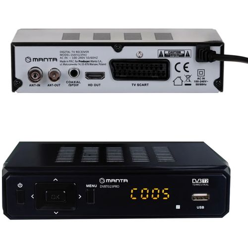 MANTA DVB-T2 prijemnik, H265, HDMI, SCART, Teletext, HR, DVBT023PRO slika 3