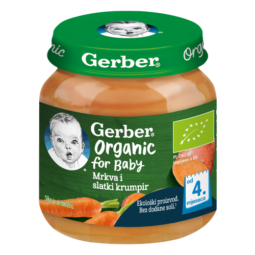 Gerber CarrotSweetPotato Gerber Organic for Baby Kašica mrkva i slatki krumpir 125g slika 1