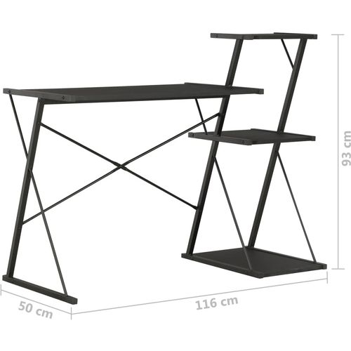 Radni stol s policom crni 116 x 50 x 93 cm slika 19