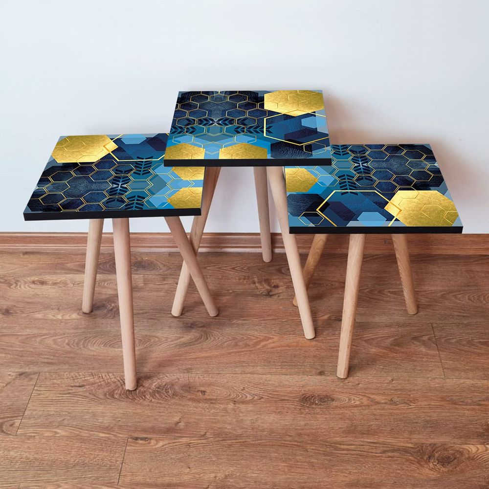 Nesting stolovi 3Shp160 - Set od 3 komada - boje: tamnoplava, plava, zlatna slika 1
