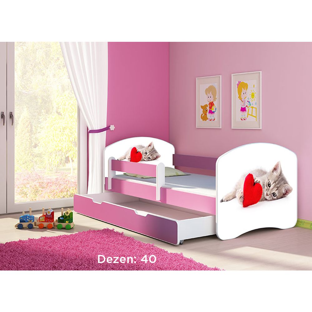 ACMA Dječiji krevet Acma II sa ladicom Pink - 160x80cm - Dezen 40 slika 2