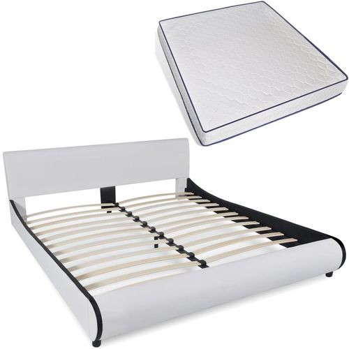 Krevet od umjetne kože s madracem od memorijske pjene bijeli slika 2