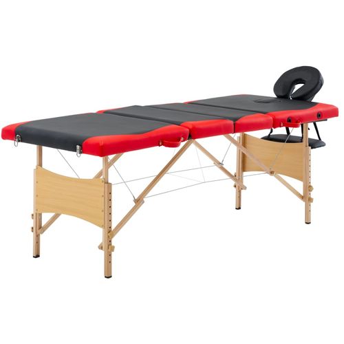 Sklopivi masažni stol s 4 zone drveni crno-crveni slika 16