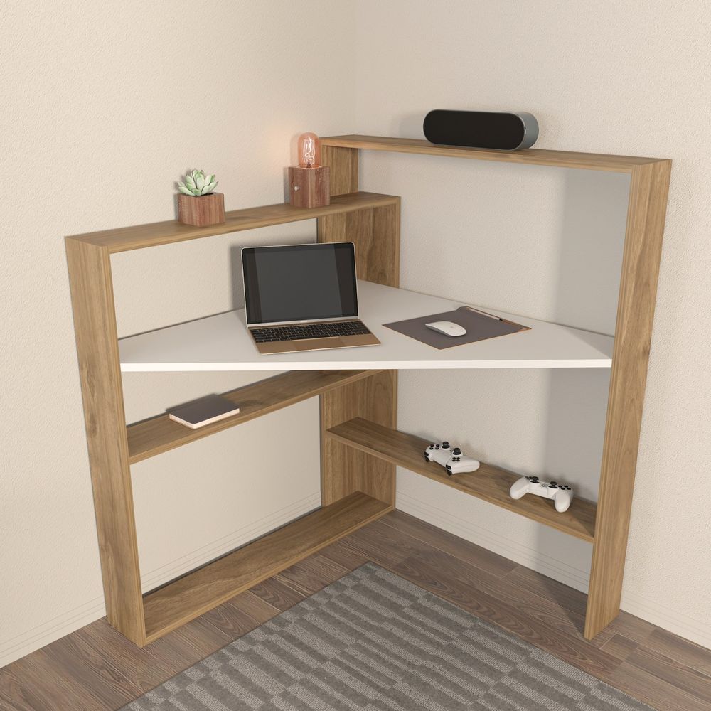 Kelly - Radni stol u boji oraha i bijelog oraha slika 1