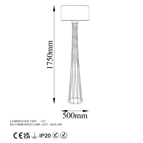 Opviq Tall - 13470 Crna Stajaća Lampa slika 8