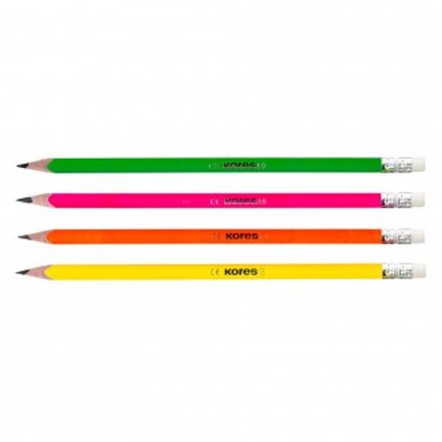 Grafitna olovka Kores Grafitos Neon HB s gumicom; sortirano slika 1