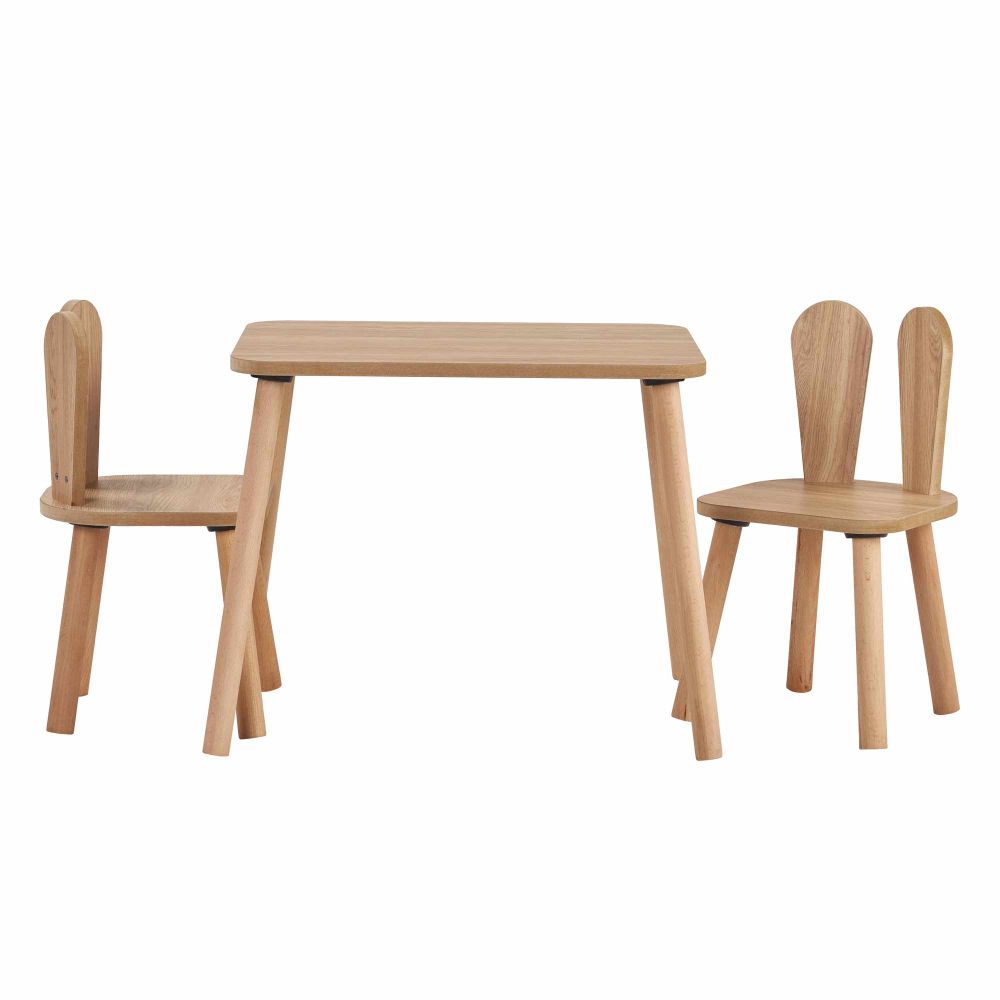 Set namještaja za djecu Tavsan (2 stolice i 1 sto), boja orahovog drveta slika 2
