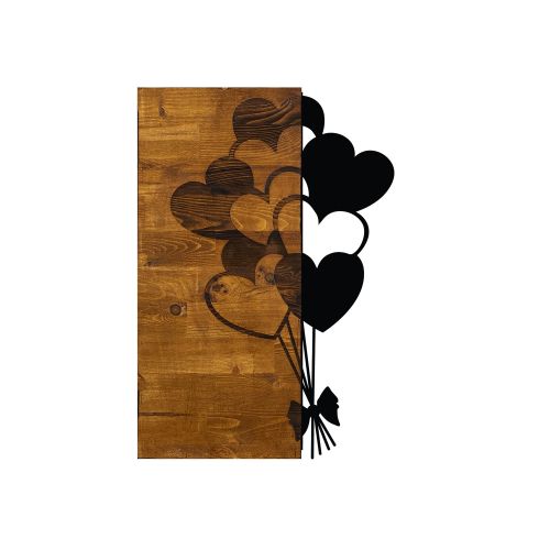 Love Metal WalnutBlack Decorative Wooden Wall Accessory slika 2