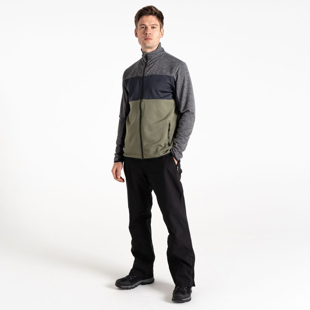 Dare2B Muški duks na kopčanje Venture Fleece, Charcoal Grey/Olive slika 6