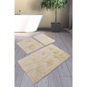 Orkide - Beige Beige Bathmat Set (3 Pieces)