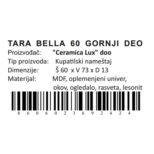 Ceramica lux Tara Bella gornji deo 60 300276 slika 9