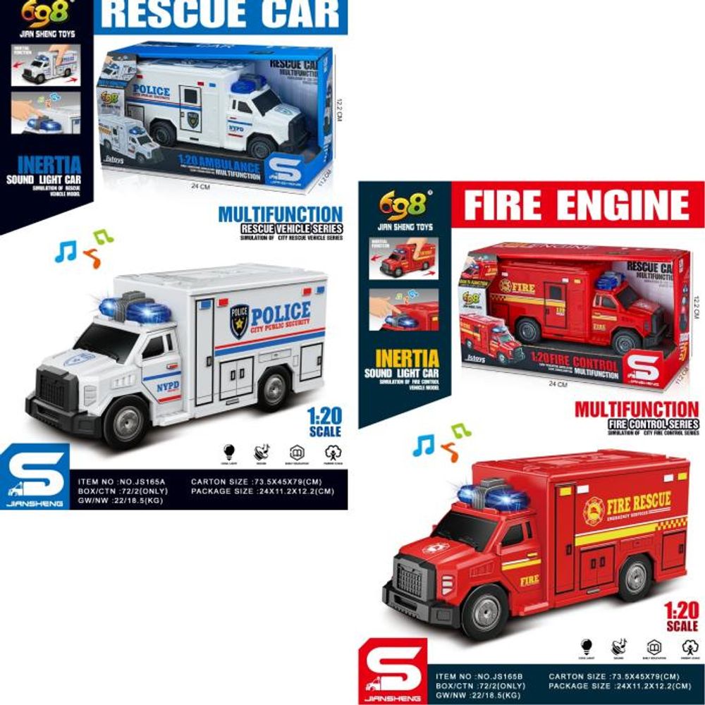 Auto 1:20 emergency policija i vatrogasci GQS222986/222987 slika 1