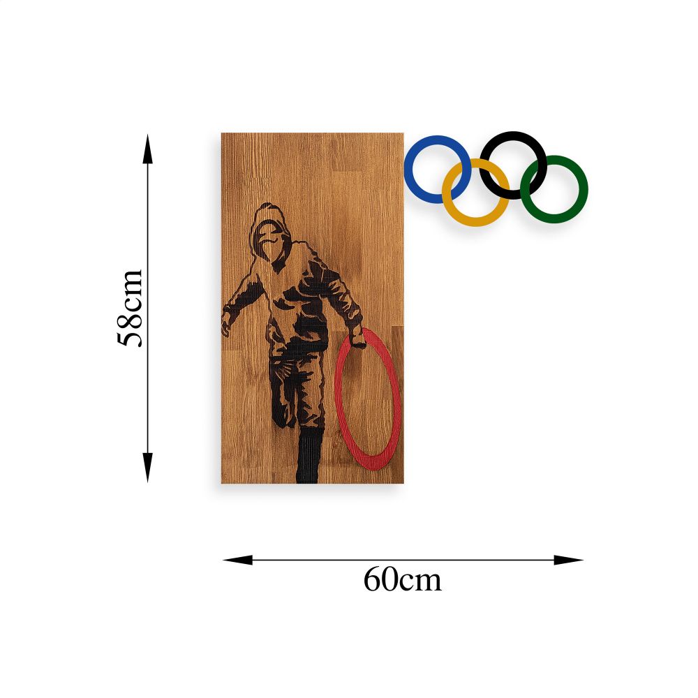 Dekorativni Drveni Zidni Ukras 'Banksy - 14 Walnut' u Crnoj Boji slika 7