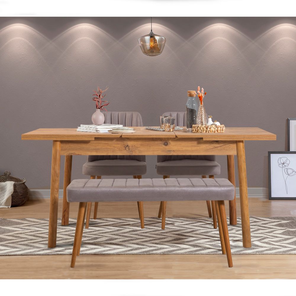 Santiago Atlantice - Soho Grey Atlantic Pine Grey Proširivi Trpezarijski Sto i Stolice Set (4 Komada) slika 2