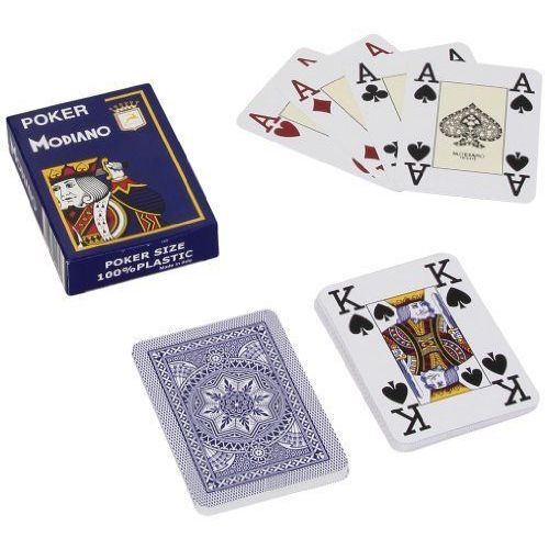 MODIANO karte za poker 100% plastika 4 jumbo index, plave slika 1