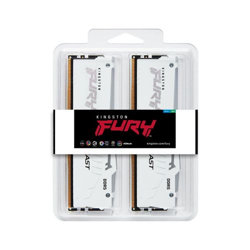 KINGSTON DIMM DDR5 64GB (2x32GB kit) 5200MT/s KF552C36BWEAK2-64 Fury Beast RGB White Expo slika 3