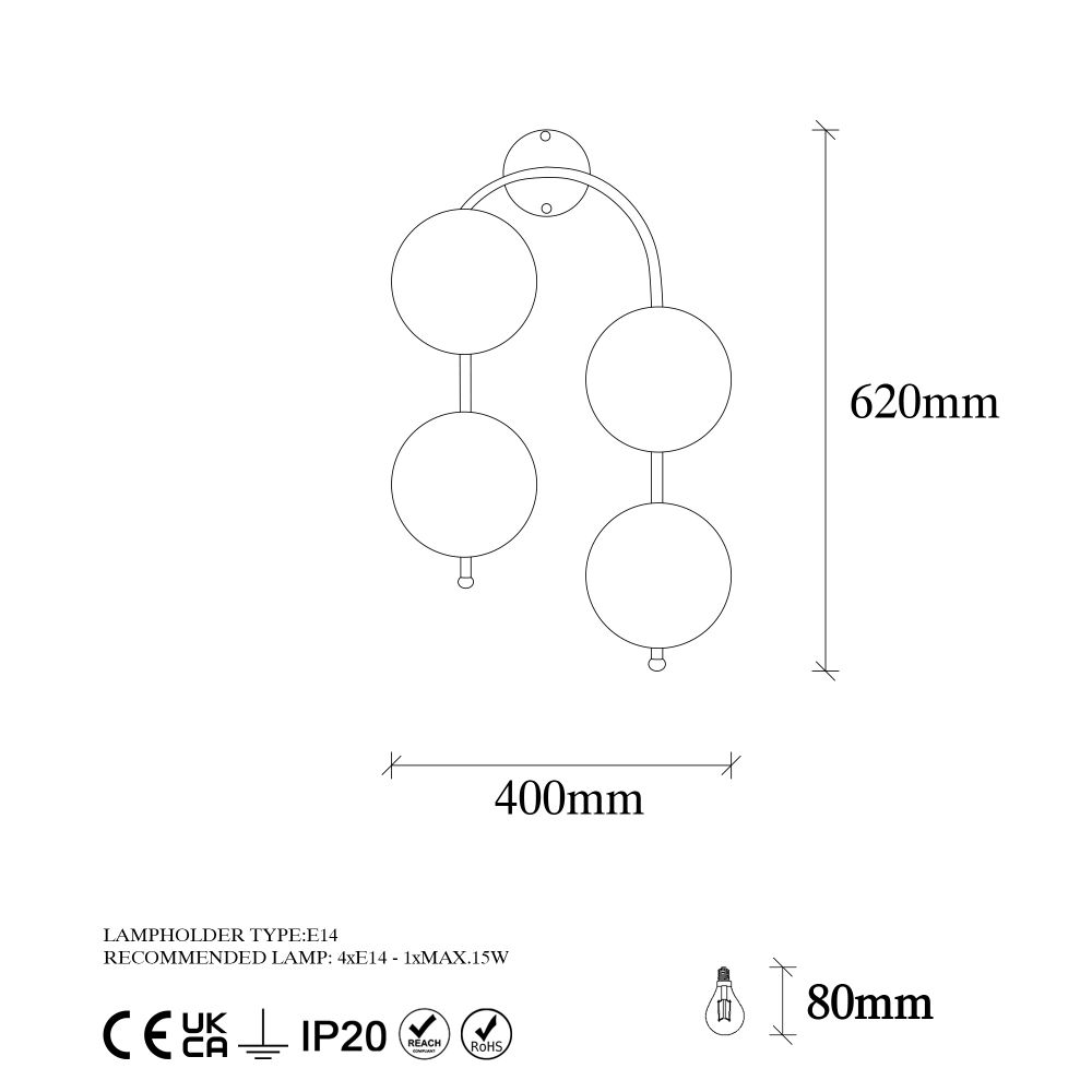 Jewel - 10595 Crna Krem Zidna Lampa slika 7