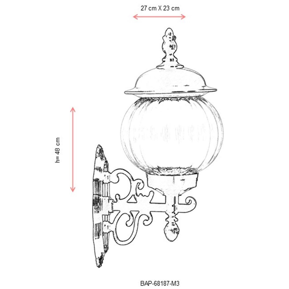 BAP-68187-M3 Crna Spoljna Zidna Lampa slika 3