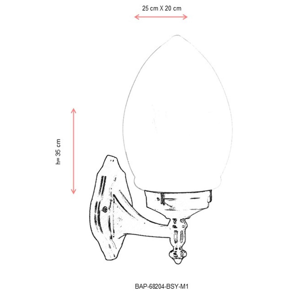 BAP-68204-BSY-M1 Crna Spoljašnja Zidna Lampa slika 3