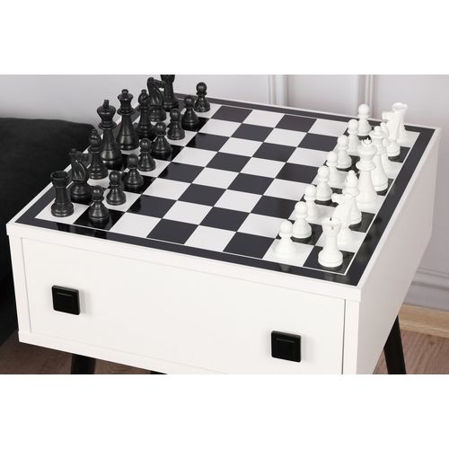Woody Fashion Šahovski stol, Bijela boja Crno, Chesso - Black, White slika 4