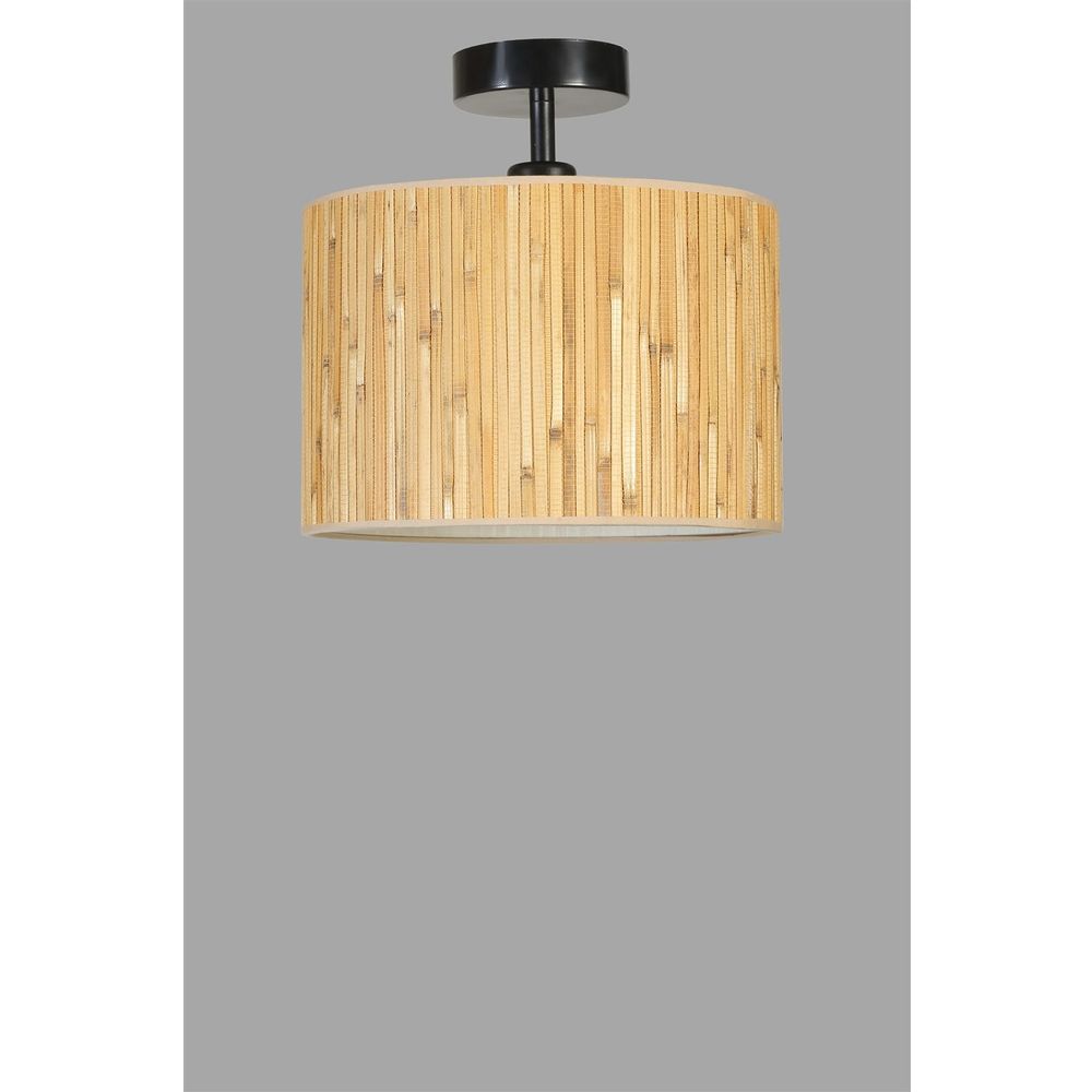 Bambu 07 Abajurlu Plafonyer Avize - Crni Drveni Luster slika 5