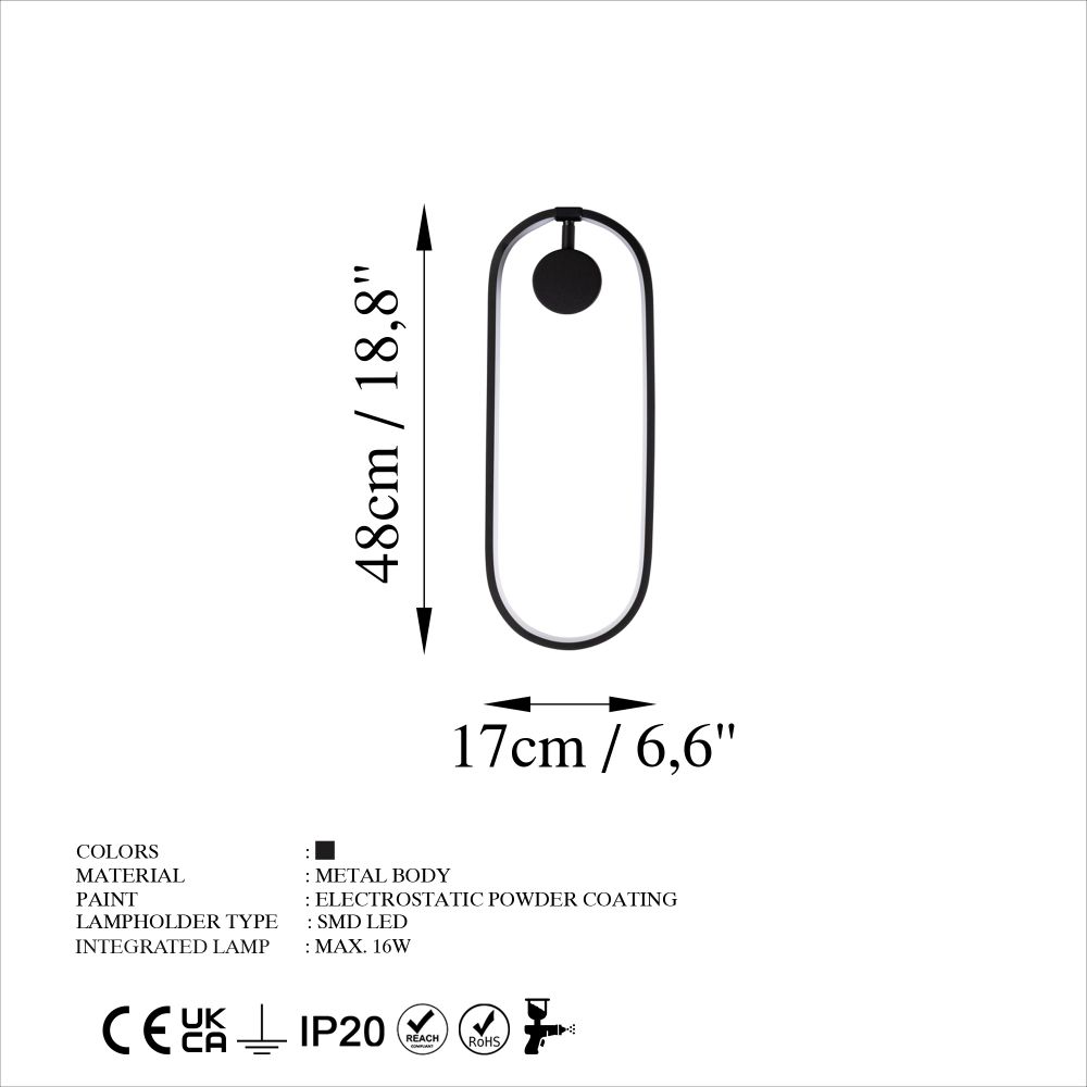 Can - 13556 Crna Zidna Lampa slika 6