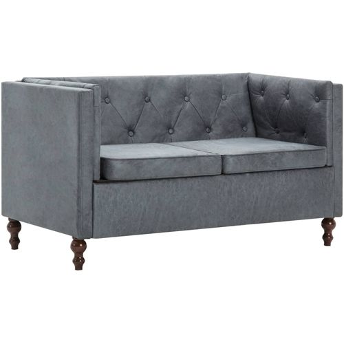 2-dijelni set sofa Chesterfield s presvlakom od tkanine sivi slika 30