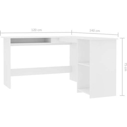Kutni radni stol bijeli 120 x 140 x 75 cm od iverice slika 11