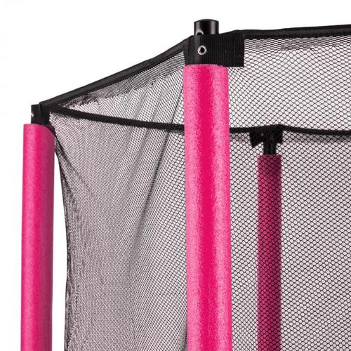 KLARFIT Rocketkid, 140 cm trampolin, unutarnja sigurnosna mreža, bungee opruge, ružičasta slika 6