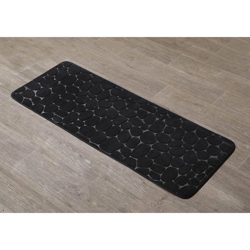 TENDANCE KUPAONSKI TEPIH PEBBLE 45X120 CM MEMORIJSKA PJENA, CRNI slika 1