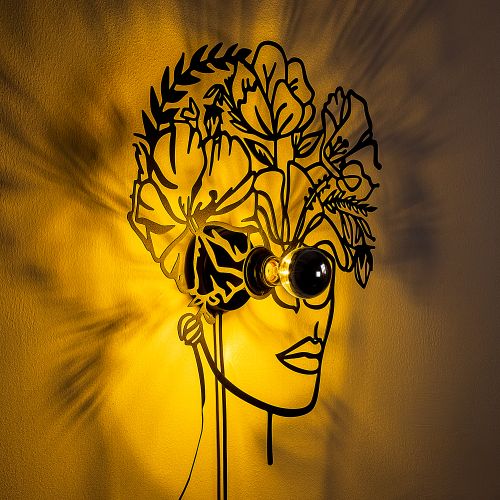 Flower Woman Black Wall Lamp slika 5