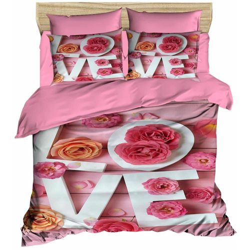 197 Pink
White Double Quilt Cover Set slika 1