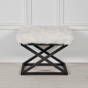 Capraz Plush - Crno-bijeli Pouf