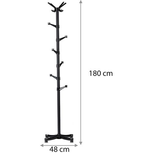 ModernHome vješalica za kapute 8+6 kraka crna slika 5