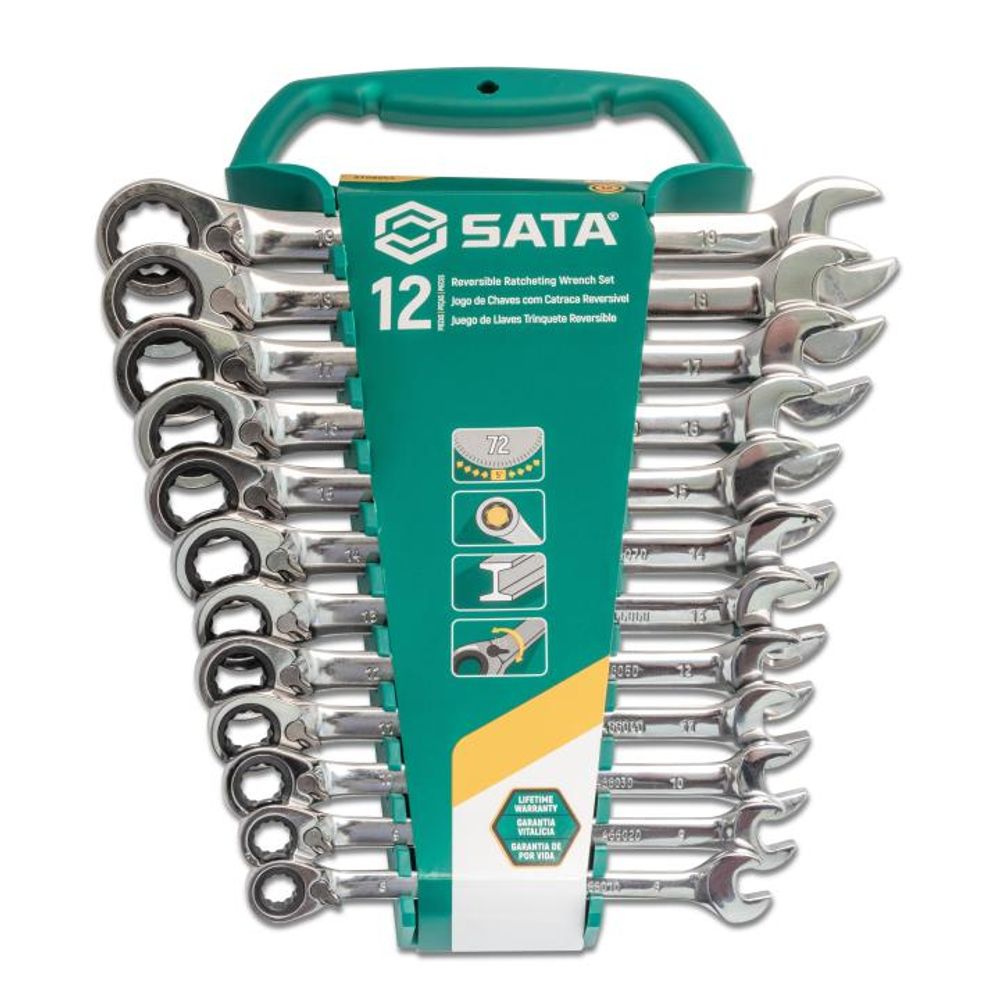 Sata Set viljuškasto-okastih ključeva sa račnom-gedorom i trnom 8-19mm ST08044 slika 2