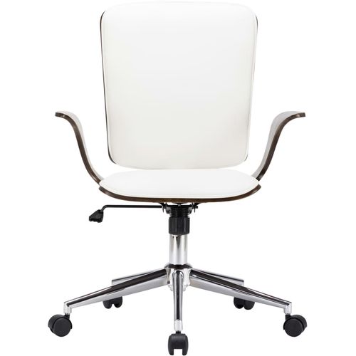 Okretna uredska stolica od umjetne kože i savijenog drva bijela slika 9