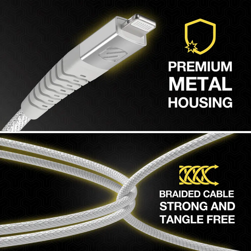 SCOSCHE, StrikeLine™ USB-C® na pravokutni Lightning® kabel, 1.2m, bijeli slika 5