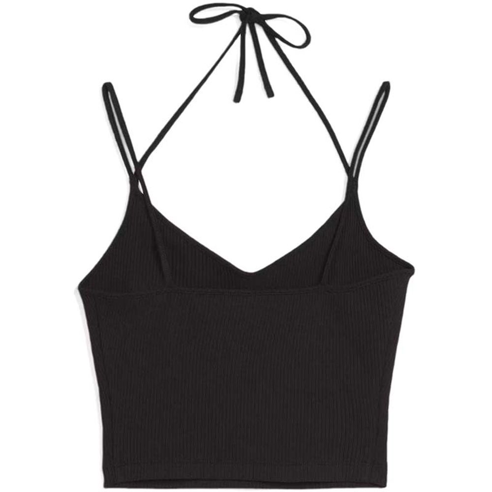 Puma Ženski kupaći gornji dio Classics Ribbed Crop, Crna slika 2