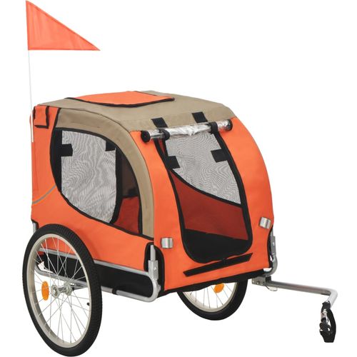Prikolica za bicikl za psa narančasto-siva slika 1