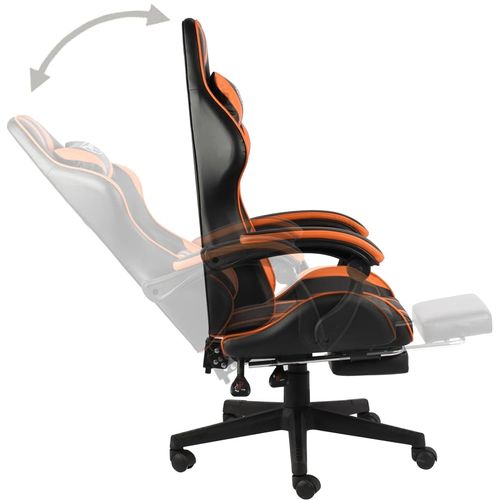 Igraća stolica s osloncem za noge crno-narančasta umjetna koža slika 20
