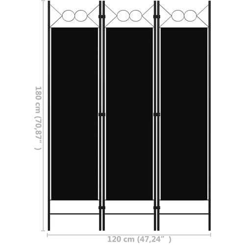 Sobna pregrada s 3 panela crna 120 x 180 cm slika 22