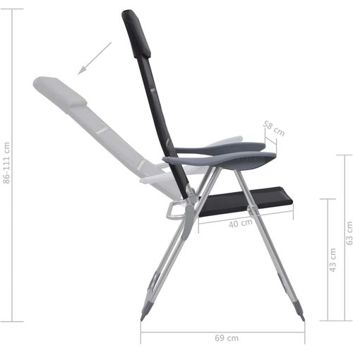 Stolice za kampiranje 2 kom crne 58 x 69 x 111 cm aluminijske slika 8