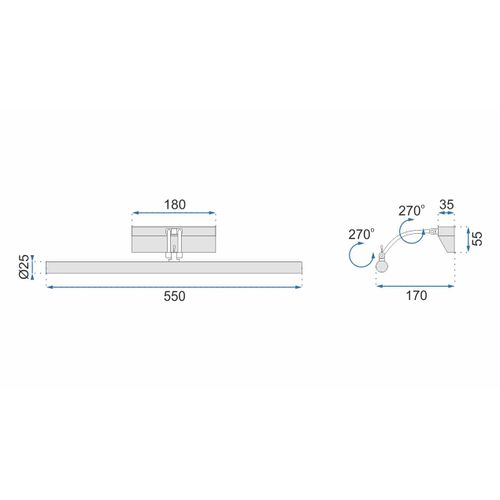 TOOLIGHT LED ZIDNA SVJETILJKA KUPAONICE PREKO ZRCALA 7W 55CM APP365-1W CHROME slika 14