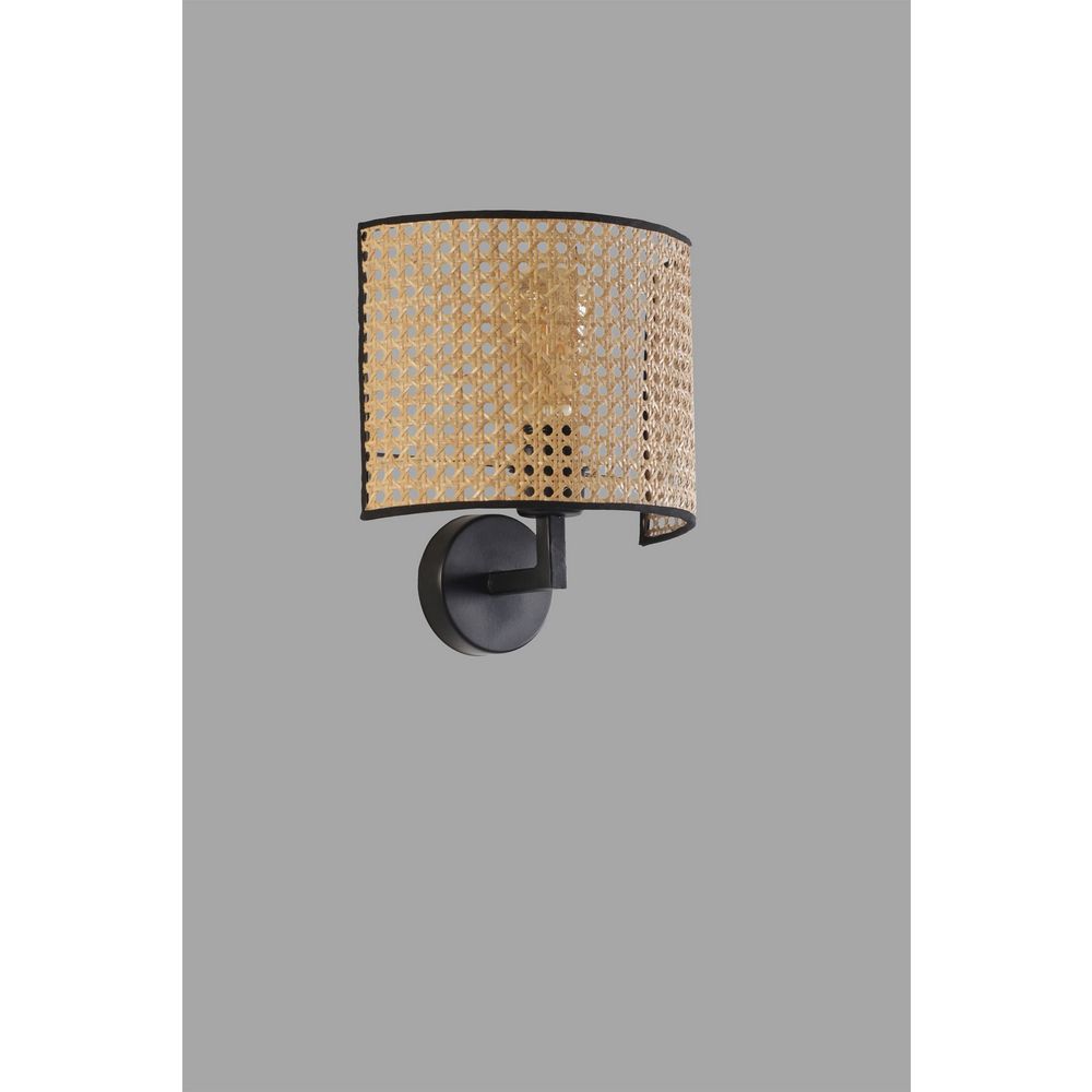 Nala Rattan Aplik - Crna Zidna Lampa od Ratana slika 3