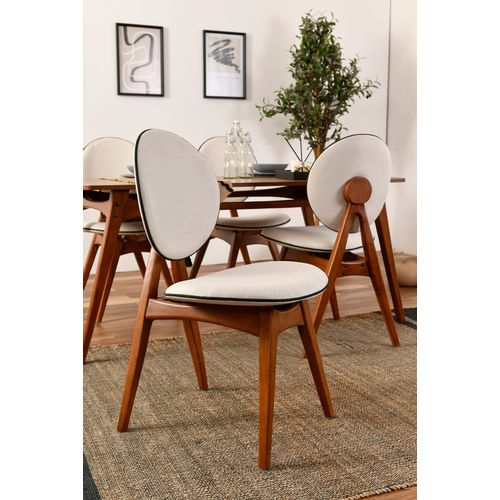Woody Fashion Set stolova i stolica (5 komada), Orah Krema, Touch Wooden - Cream slika 3