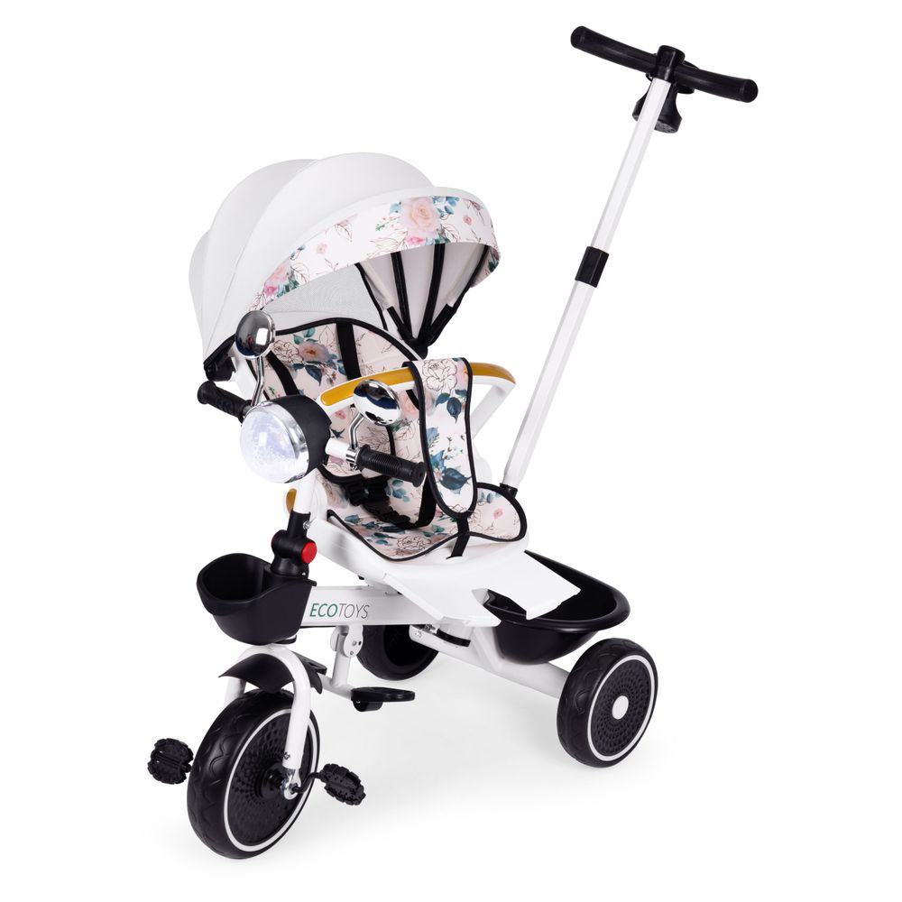 Dječji tricikl sa okretnim sjedalom, ručkom za guranje i nadstrešnicom, ECOTOYS slika 6