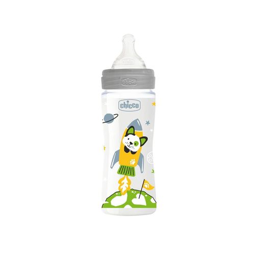 Chicco WB plastična flašica 330ml, silikon, siva slika 1