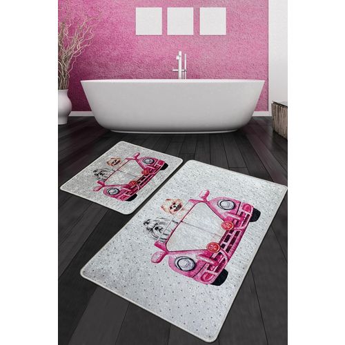 Dogs Vosvos Djt Multicolor Bathmat Set (2 Pieces) slika 1