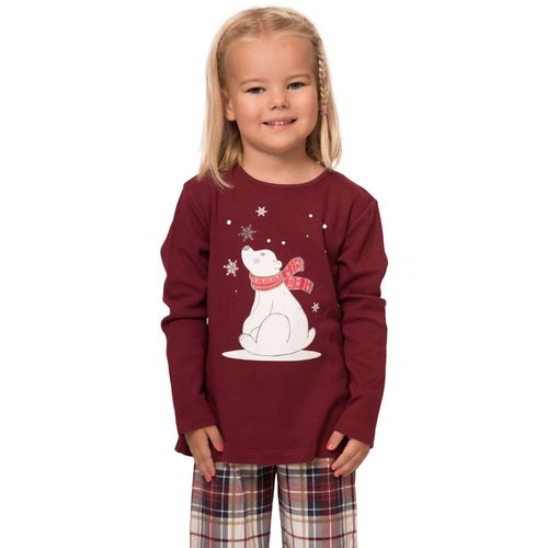 Dječja ženska karirana pidžama s božićnim uzorkom slika 1