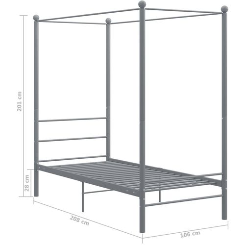 Okvir za krevet s nadstrešnicom sivi metalni 100 x 200 cm slika 6